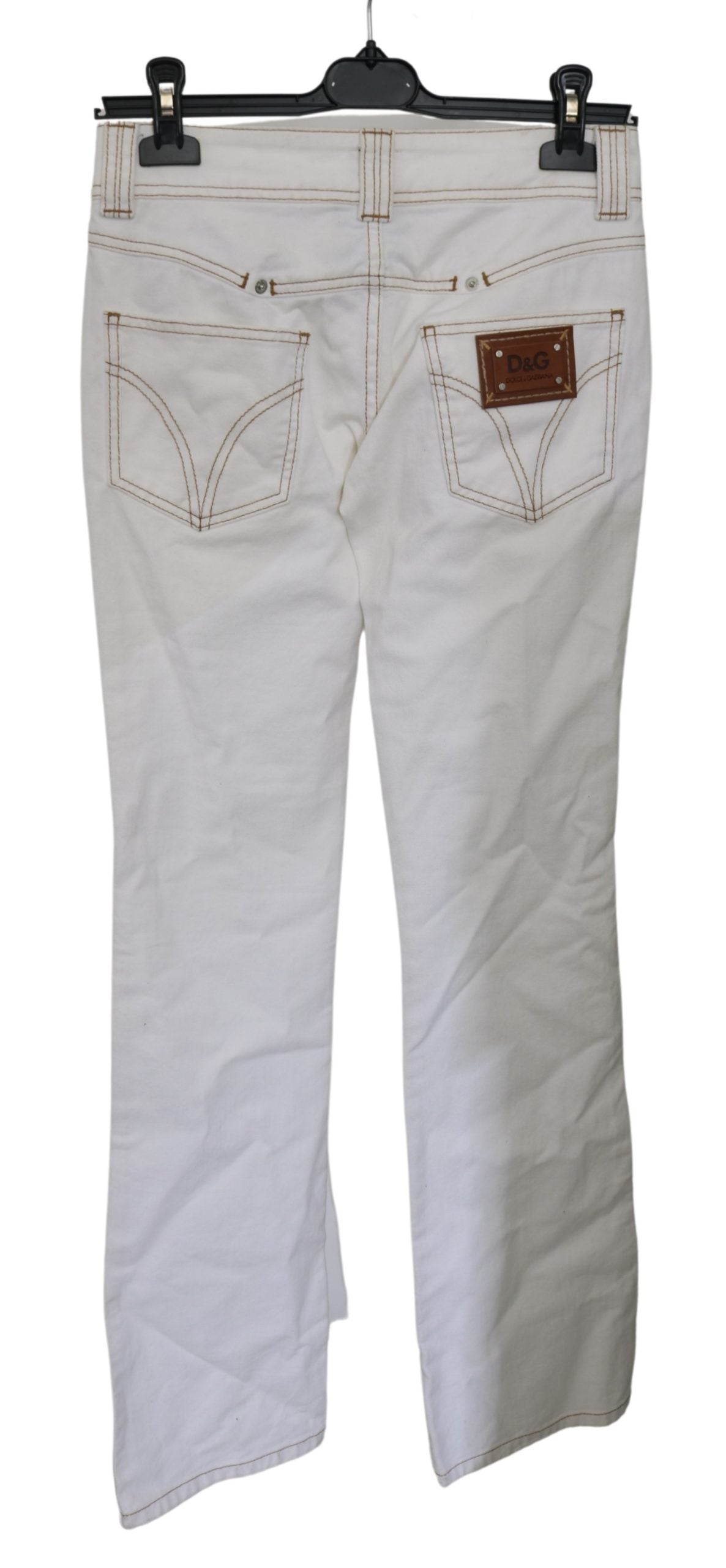 Weiße Bootcut-Jeans mit niedriger Taille aus Baumwolle