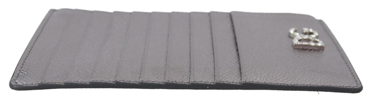 Silbernes Dauphine-Leder-Juwel Logo-Kartenhalter Portemonnaie