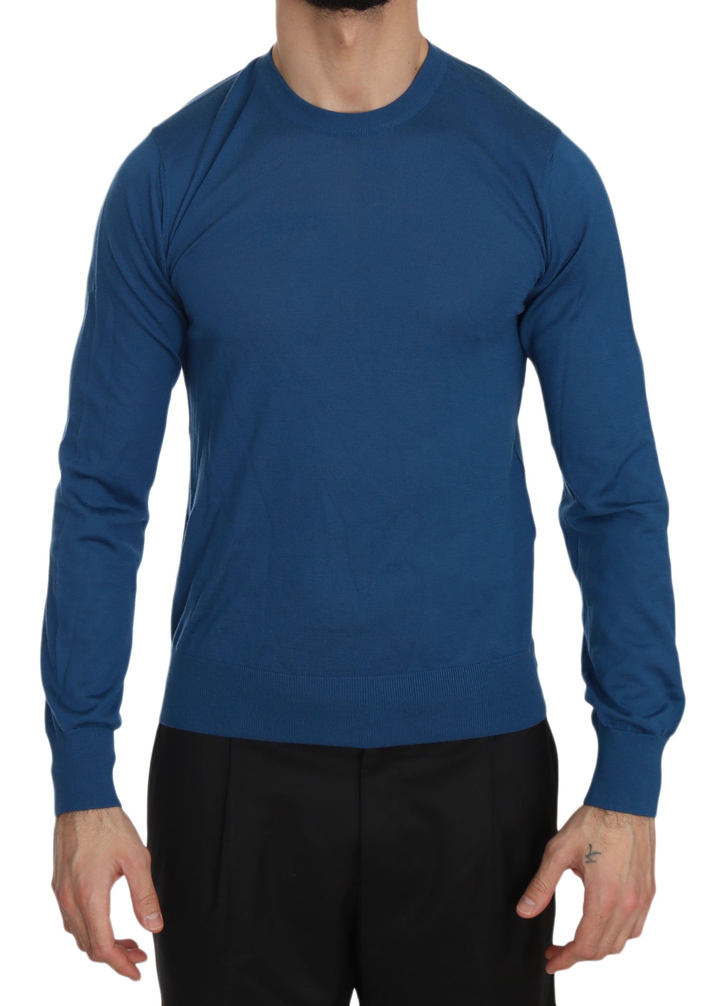 Blauer Pullover aus Kaschmir mit Rundhalsausschnitt