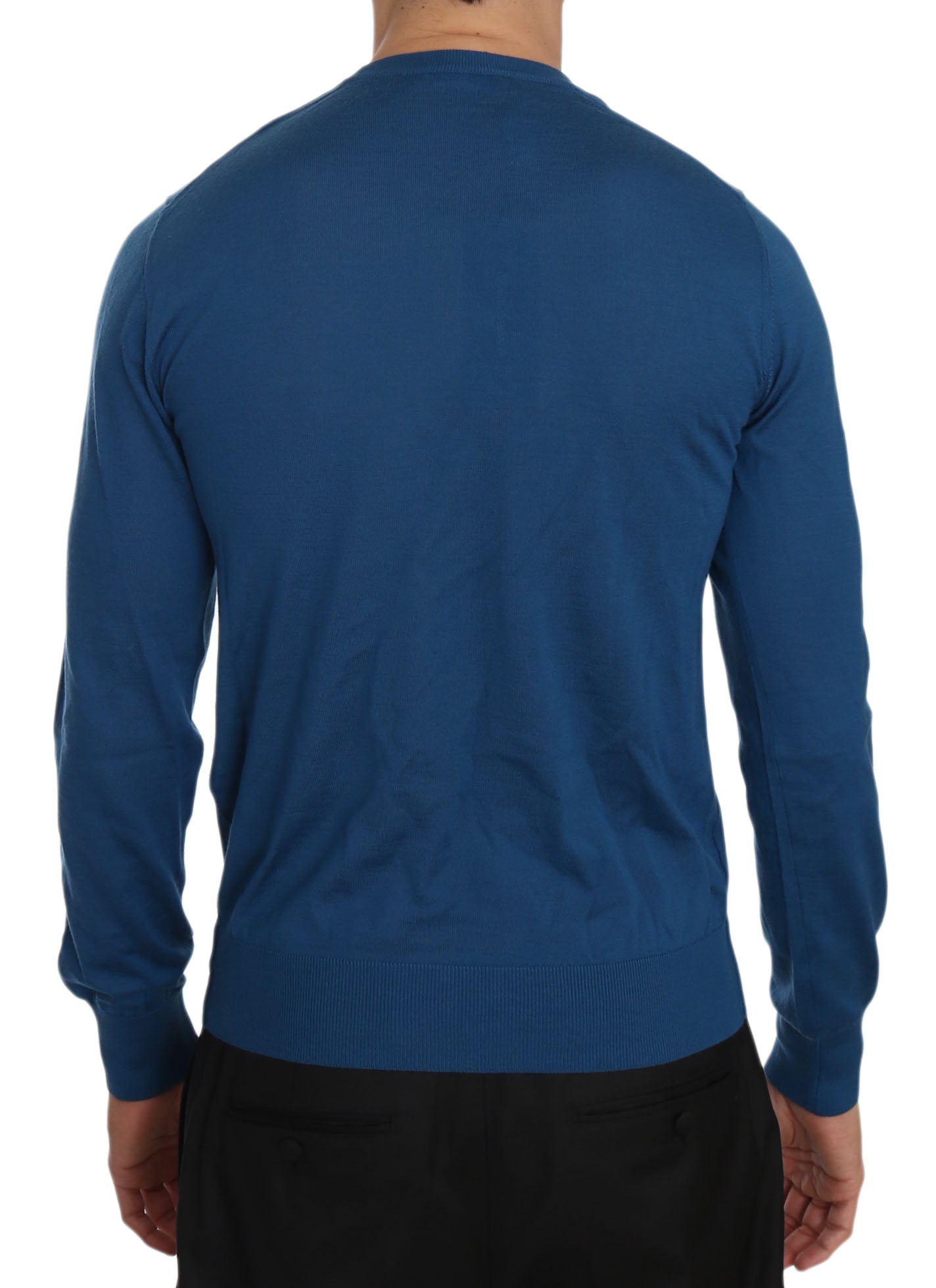 Blauer Pullover aus Kaschmir mit Rundhalsausschnitt