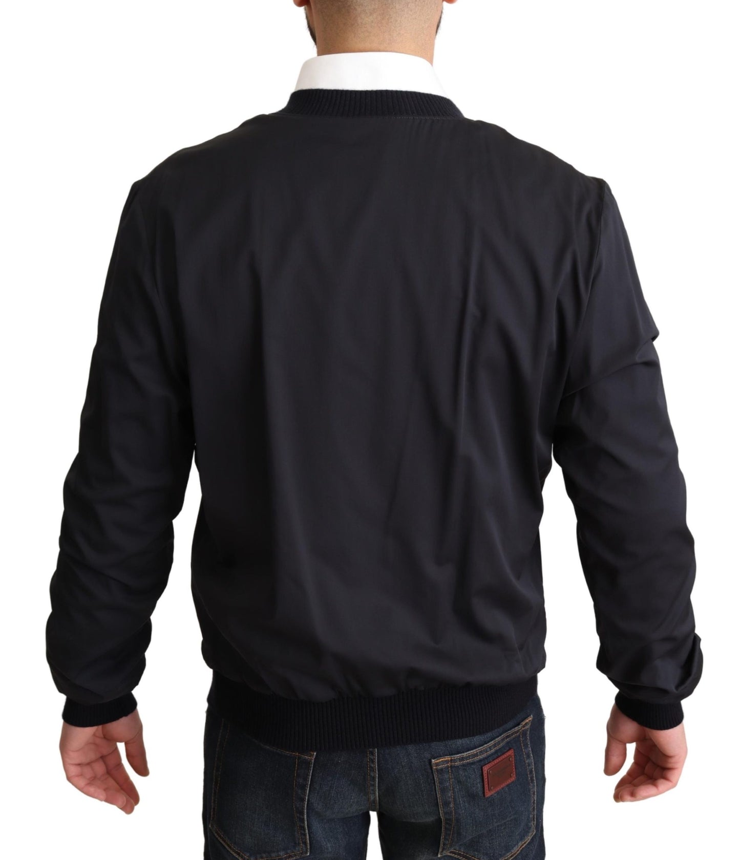 Blauer Seidenmantel Kurzer Bomber Männer Jacke