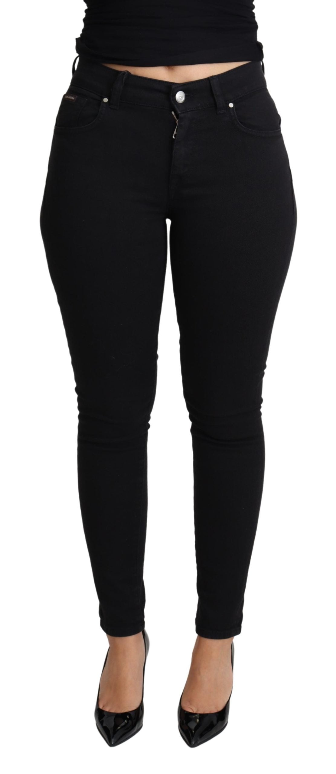 Schwarze Skinny Denim-Hose aus Baumwoll-Stretch-Jeans