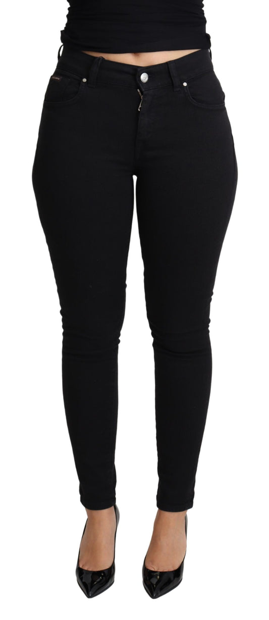 Schwarze Skinny Denim-Hose aus Baumwoll-Stretch-Jeans