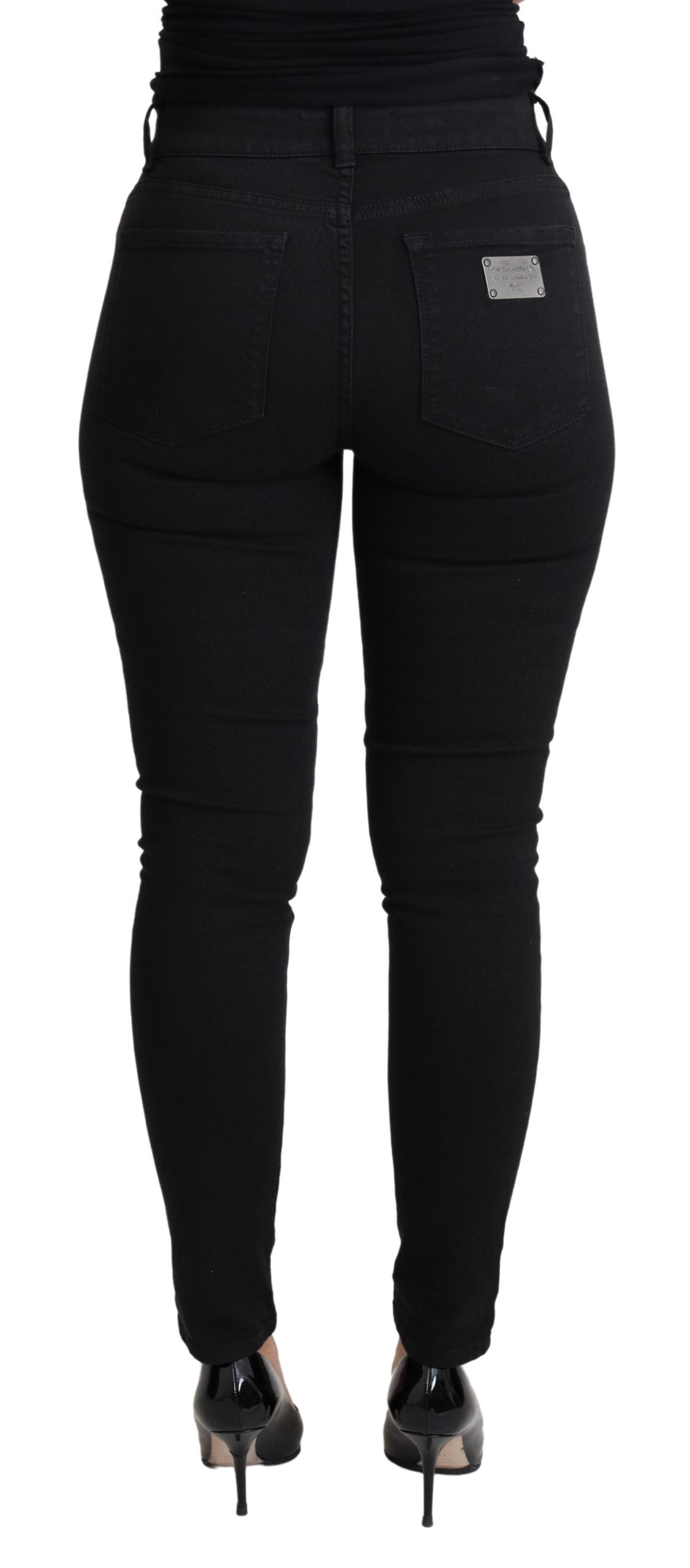 Schwarze Skinny Denim-Hose aus Baumwoll-Stretch-Jeans