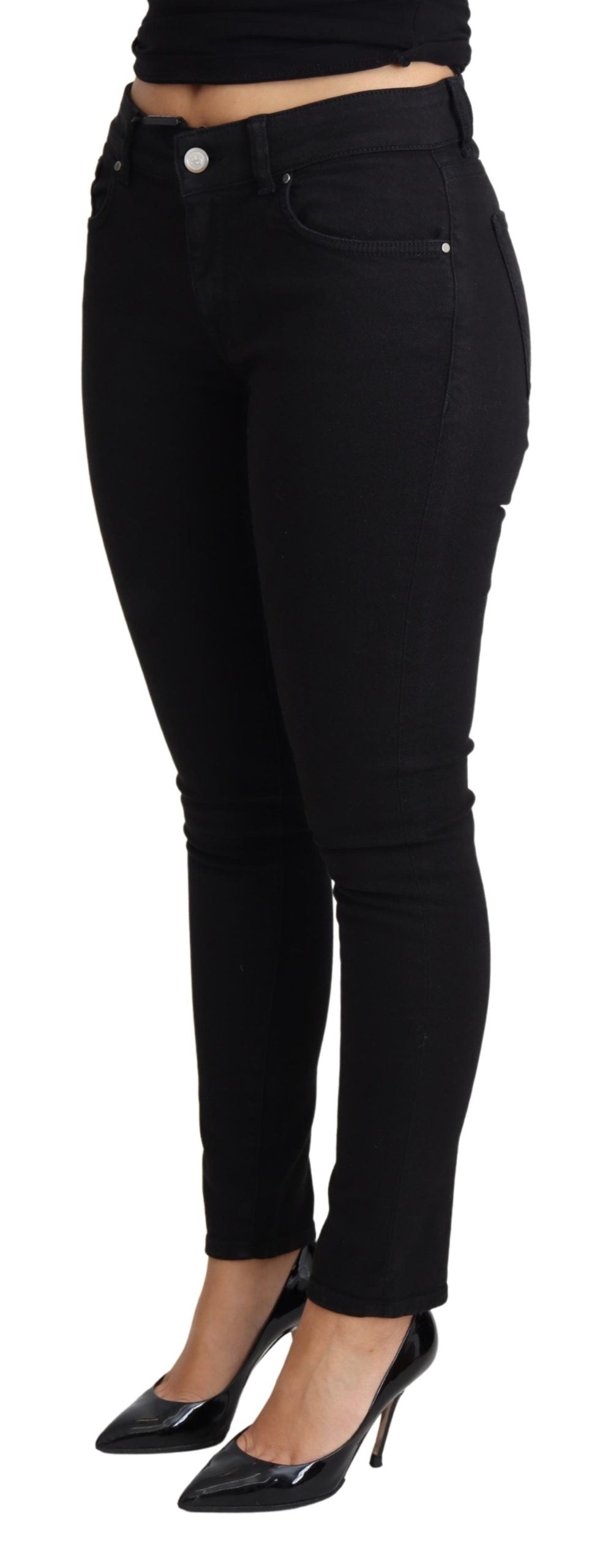 Schwarze Skinny Denim-Hose aus Baumwoll-Stretch-Jeans