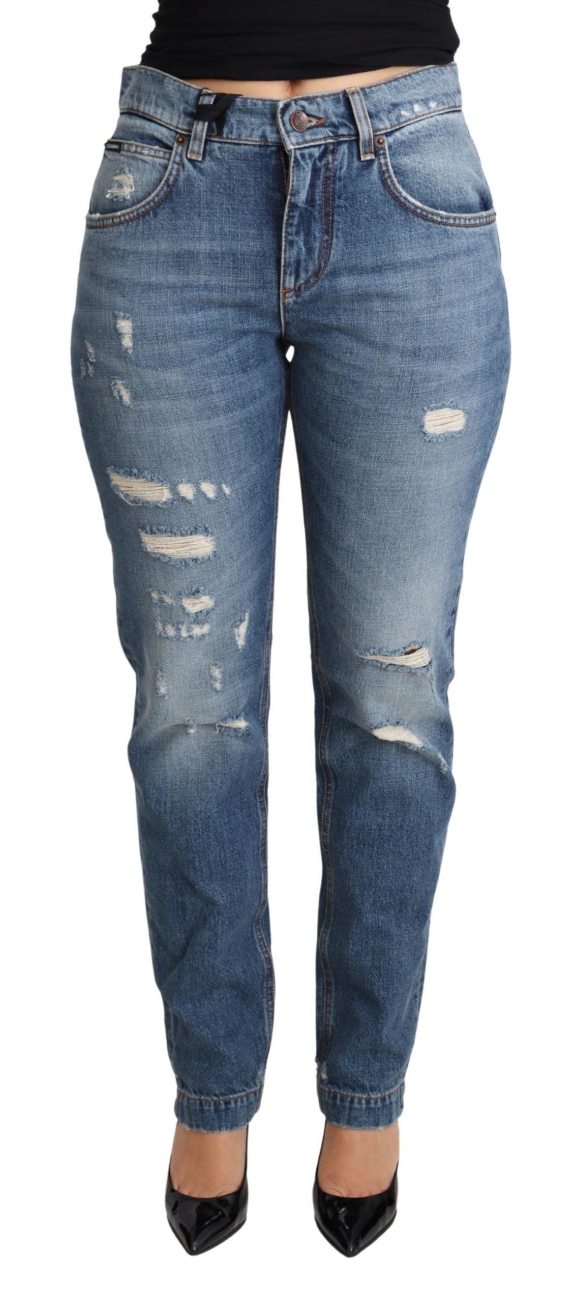 Blaue verzierte Herz-Skinny-Denim-Hose Jean