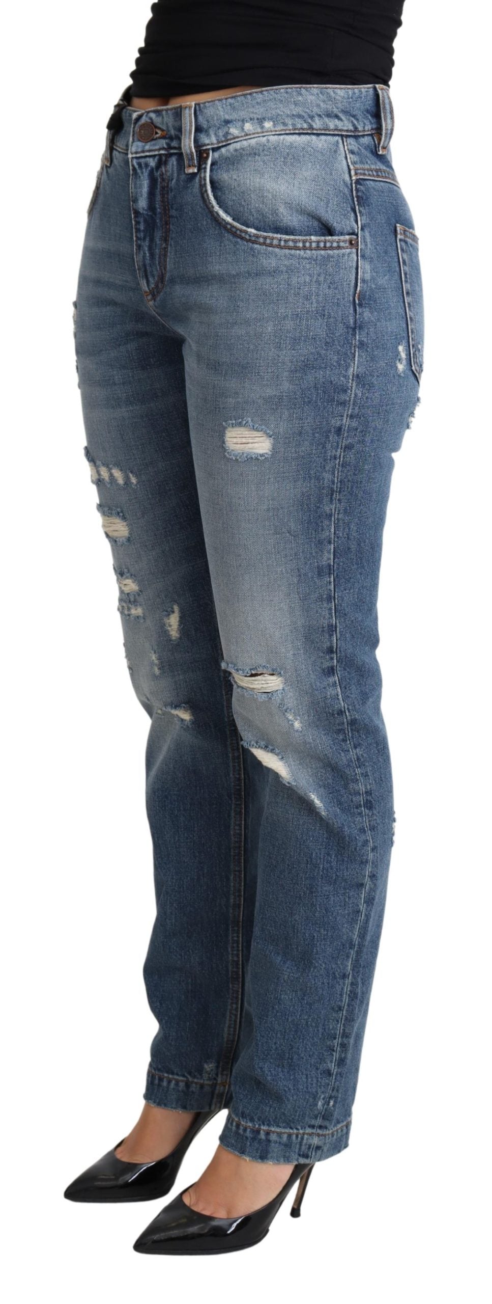 Blaue verzierte Herz-Skinny-Denim-Hose Jean