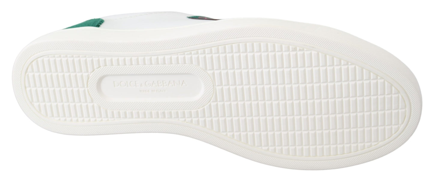 Weiß Grün Leder Low Top Sneakers Damen Schuhe