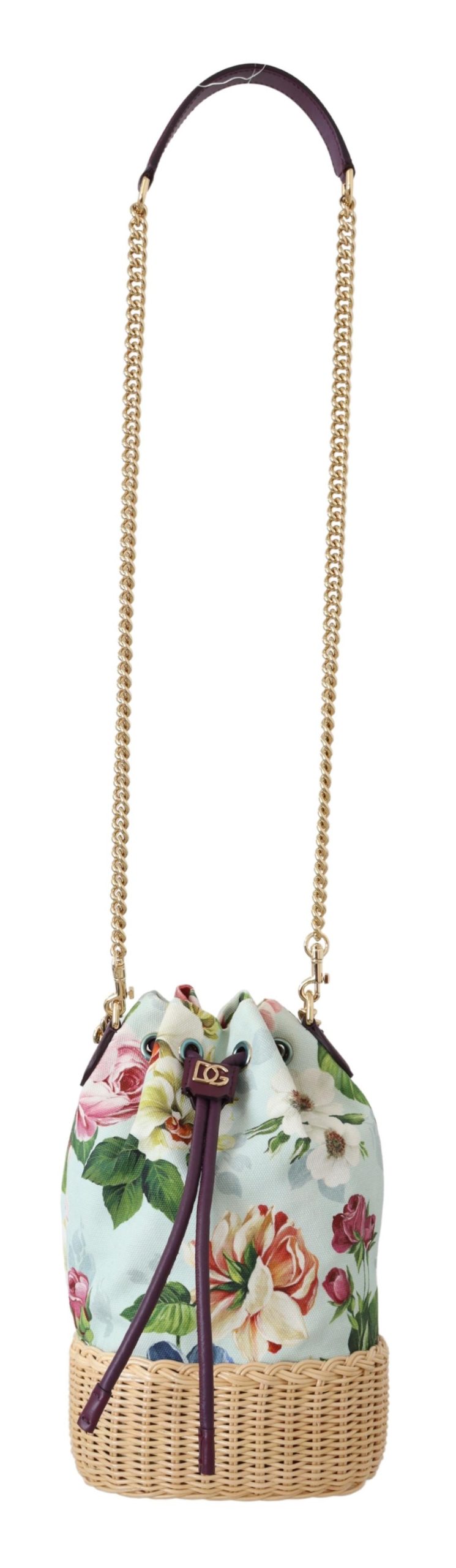 Cotton Floral Women Bucket Borse Raffia DG Millennials Tasche