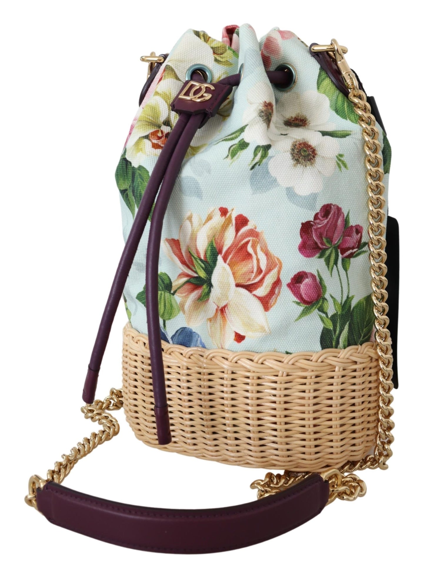 Cotton Floral Women Bucket Borse Raffia DG Millennials Tasche