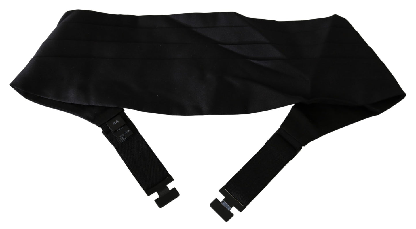 Schwarzer Herren Taillengürtel 100% Seide Kummerbund