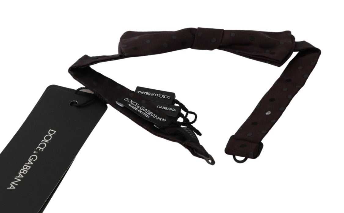 Braun gepunktete Herrenkrawatte Papillon 100% Seide Fliege