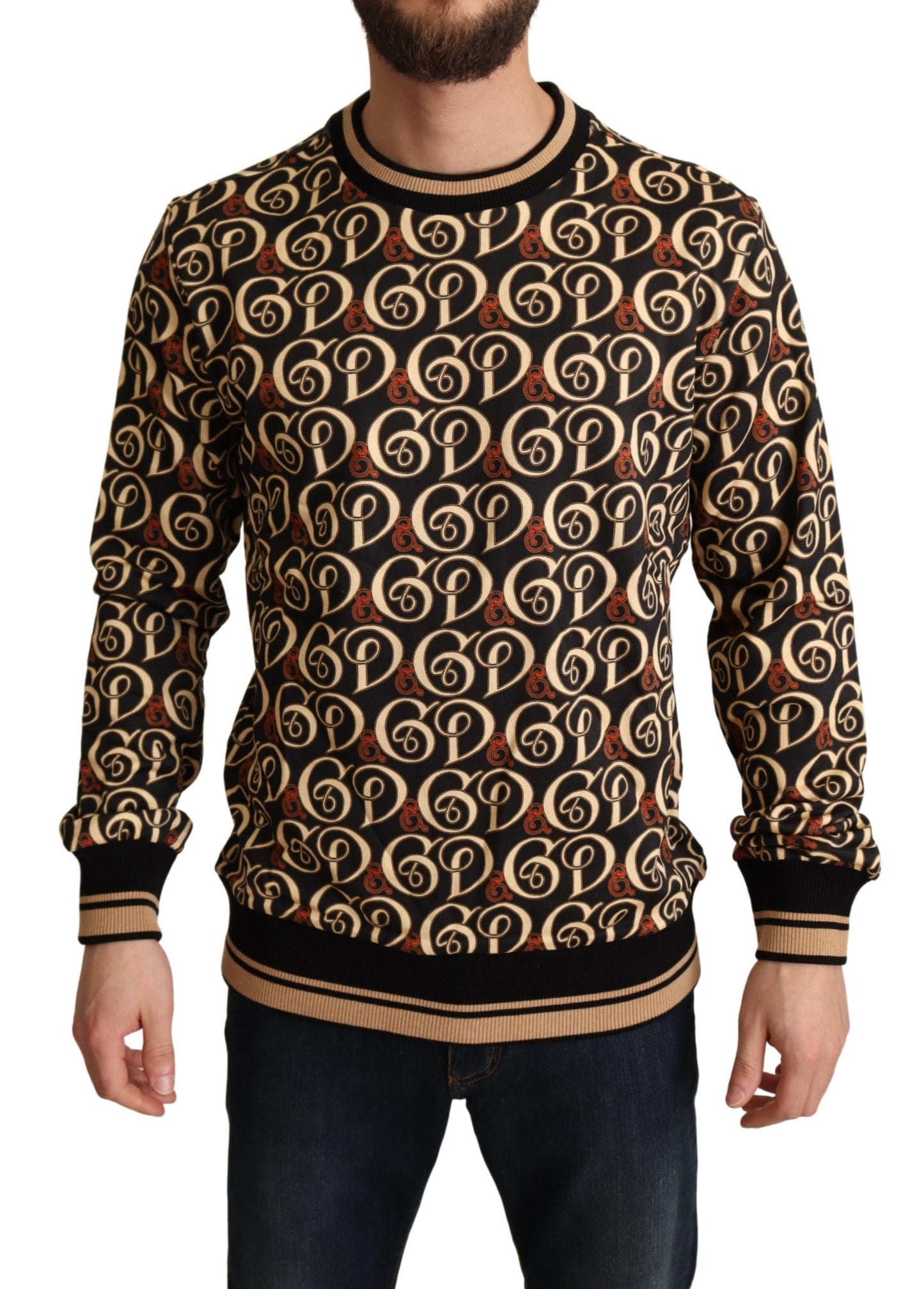 Schwarzer DG Liberty Pullover aus Baumwolle mit Rundhalsausschnitt