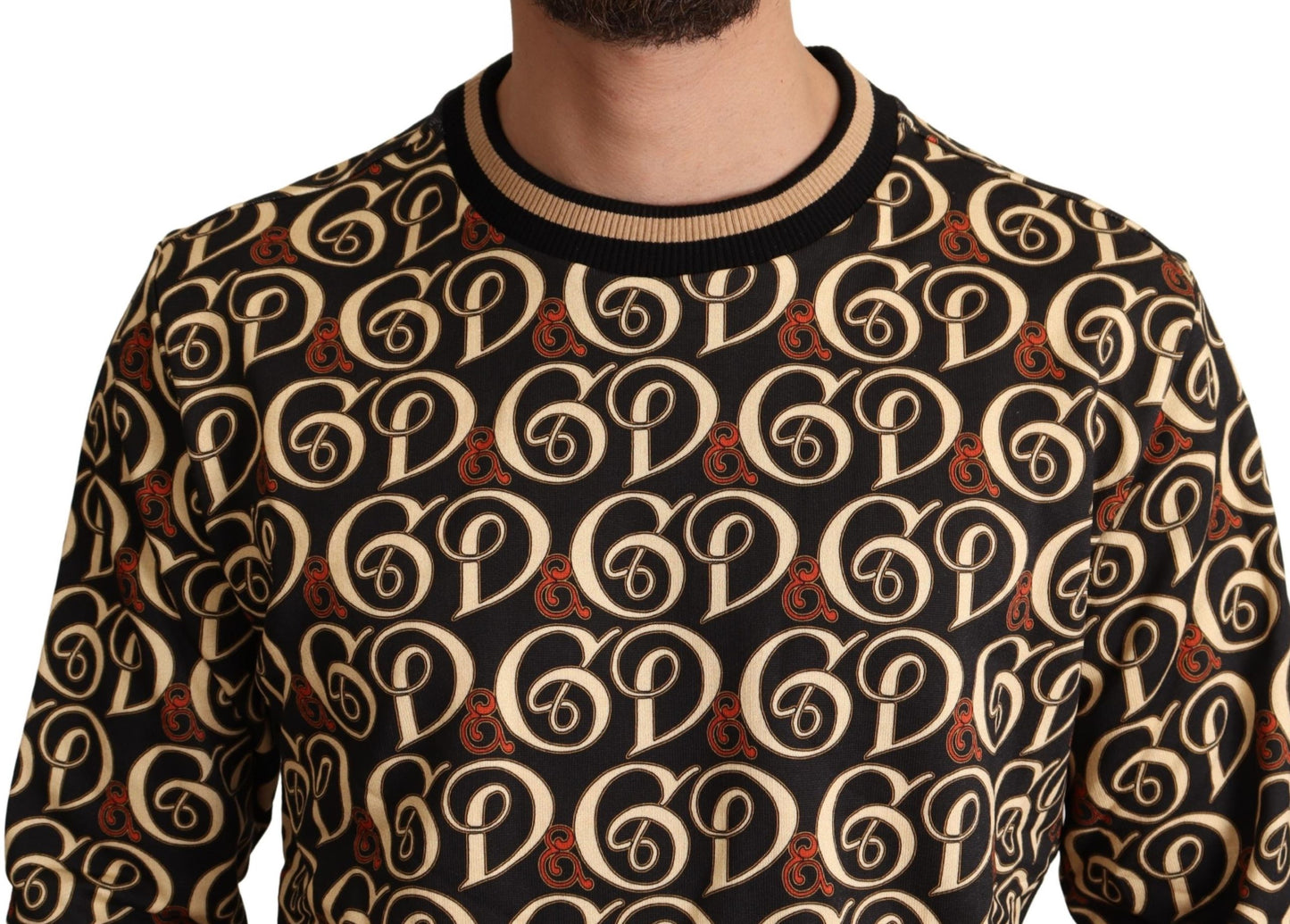 Schwarzer DG Liberty Pullover aus Baumwolle mit Rundhalsausschnitt