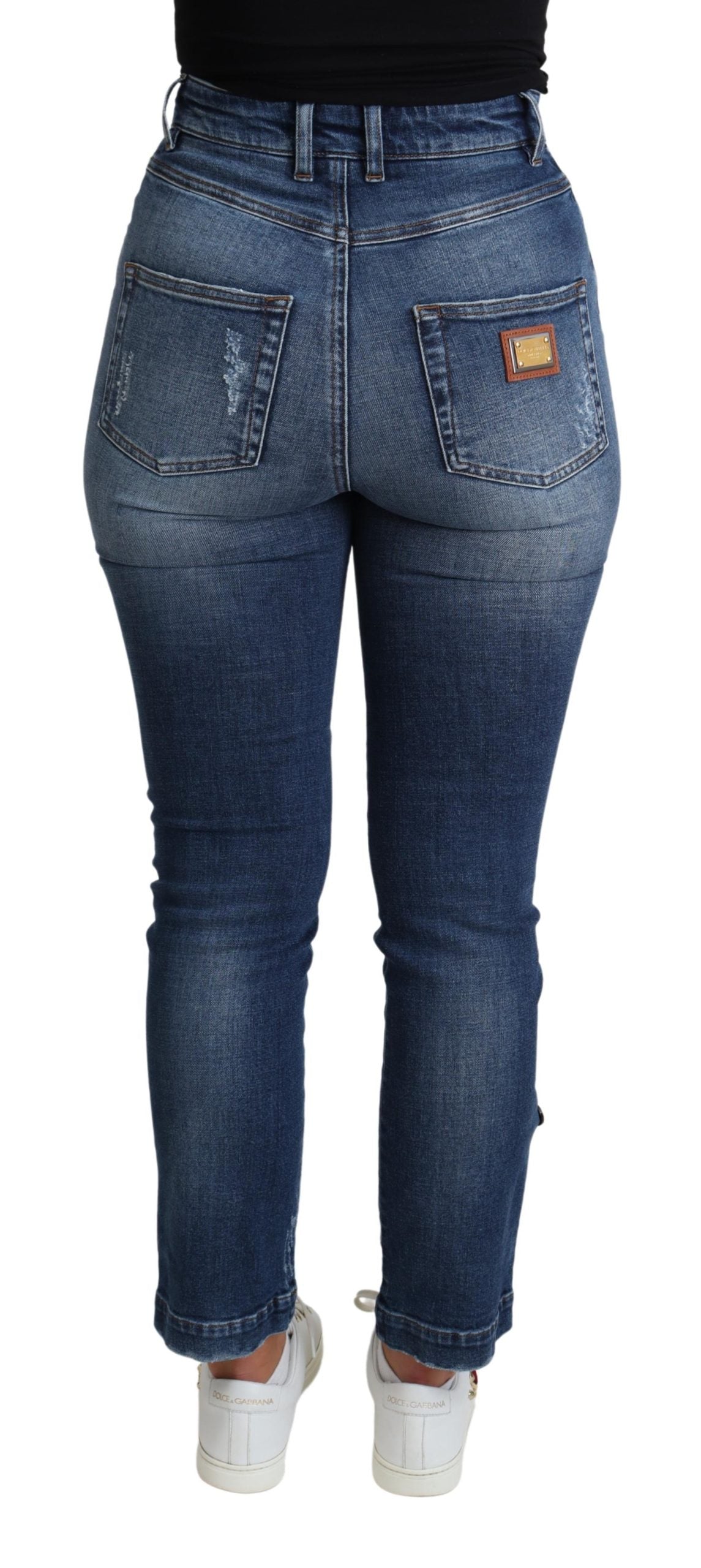 Blaue verschönerte Skinny-Hosen-Jeans aus Baumwolle