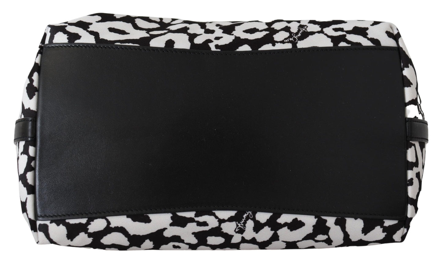 Candice Tote Umhängetasche aus weißem und schwarzem Nylon