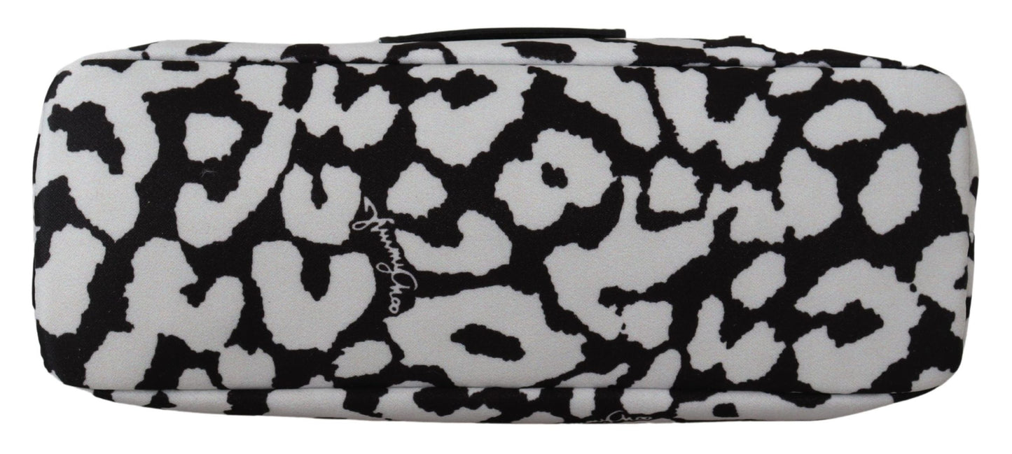 Weiß-schwarzes Nylon Mabrie Onyp Clutch Pouch Tasche