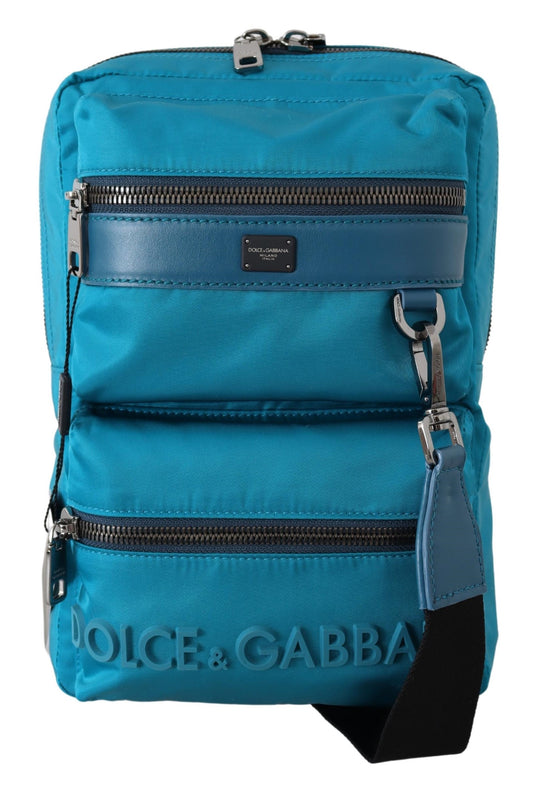 Blauer Nylon-Kreuzgurt Tasche mit Reißverschluss Borse