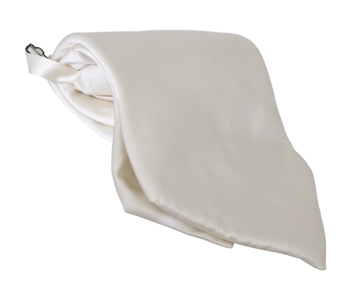 Weiße solide breite Herrenkrawatte 100% Seide