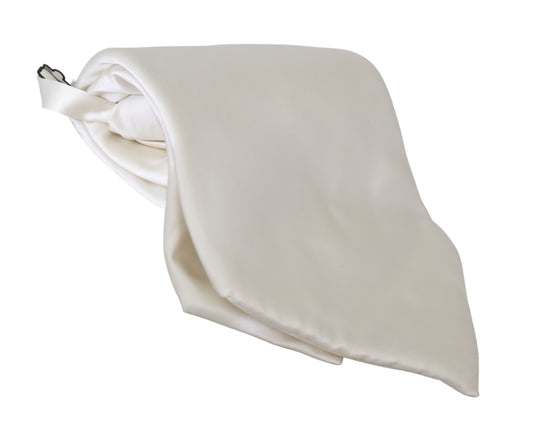 Weiße solide breite Herrenkrawatte 100% Seide