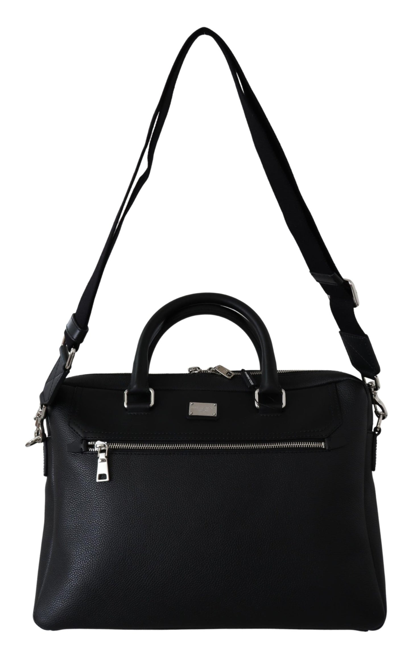 Schwarzes Leder Reise Umhängetasche Messenger Borse Tasche