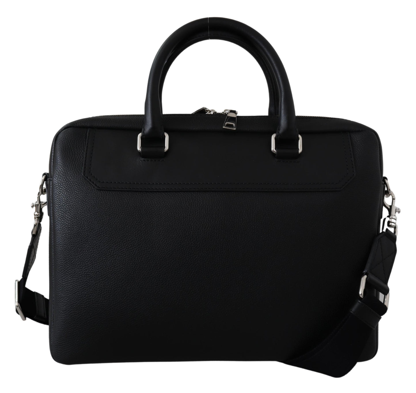 Schwarzes Leder Reise Umhängetasche Messenger Borse Tasche