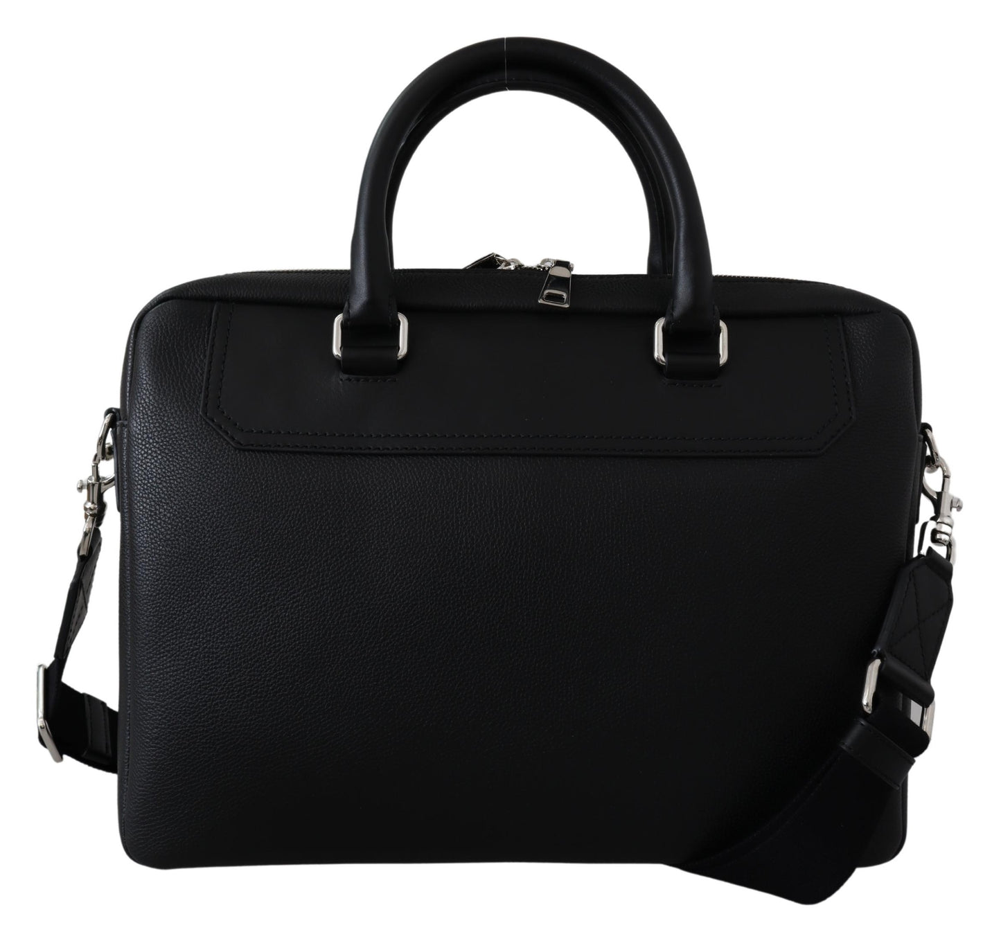 Schwarzes Leder Reise Umhängetasche Messenger Borse Tasche