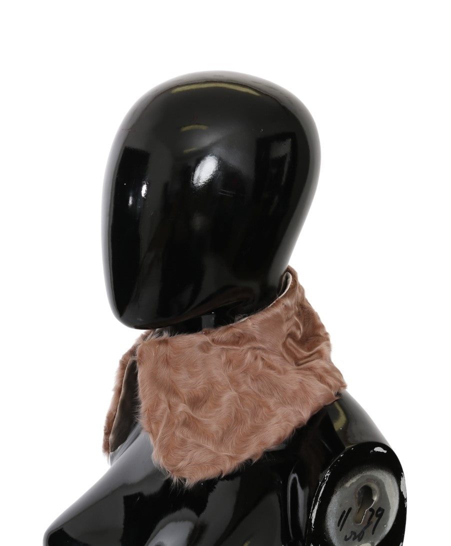 Beige Pelzschulterkragen Wickel-Lammfellschal