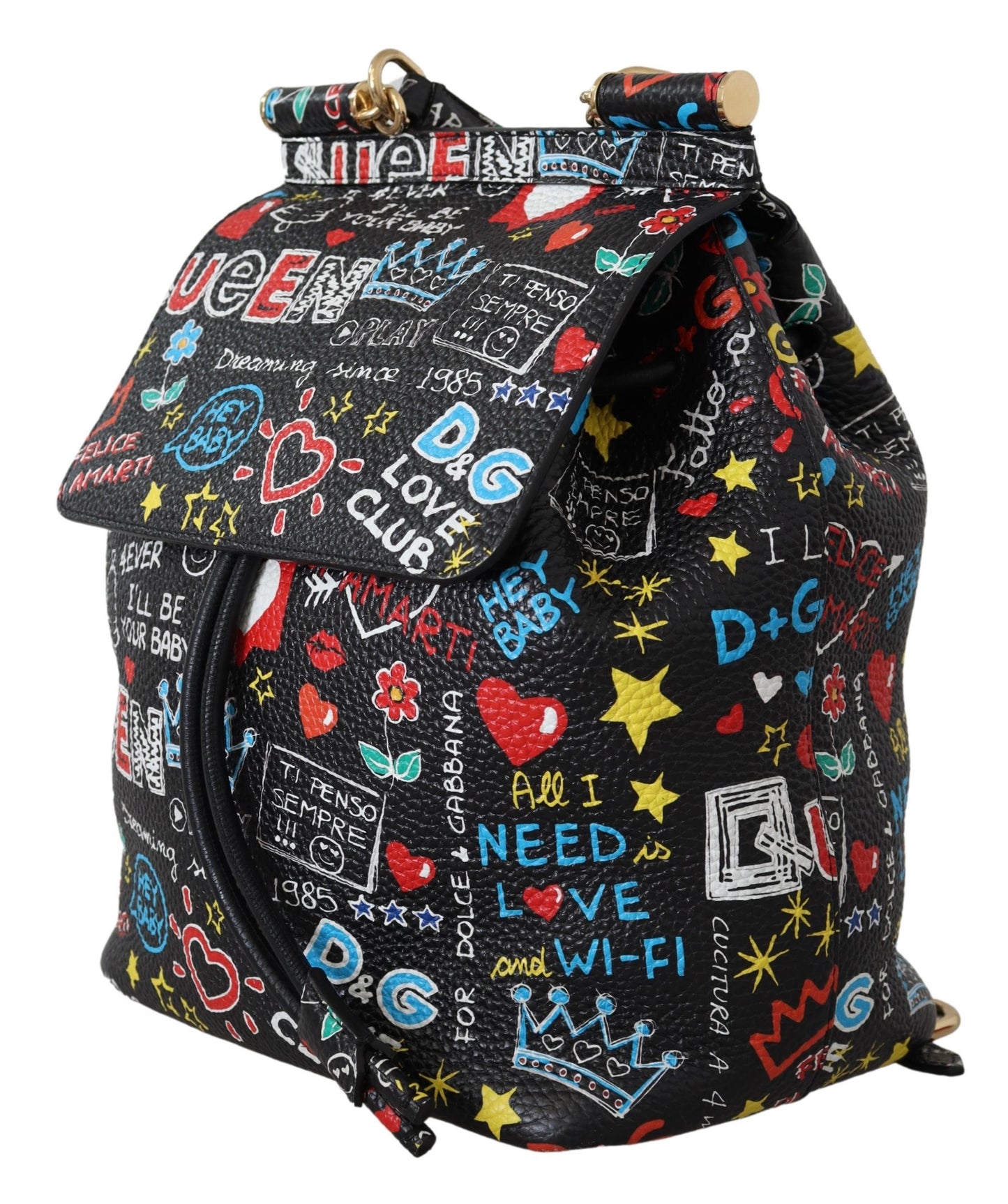 Schwarzes Leder Queen Love Rucksack Womens SICILY Portemonnaie