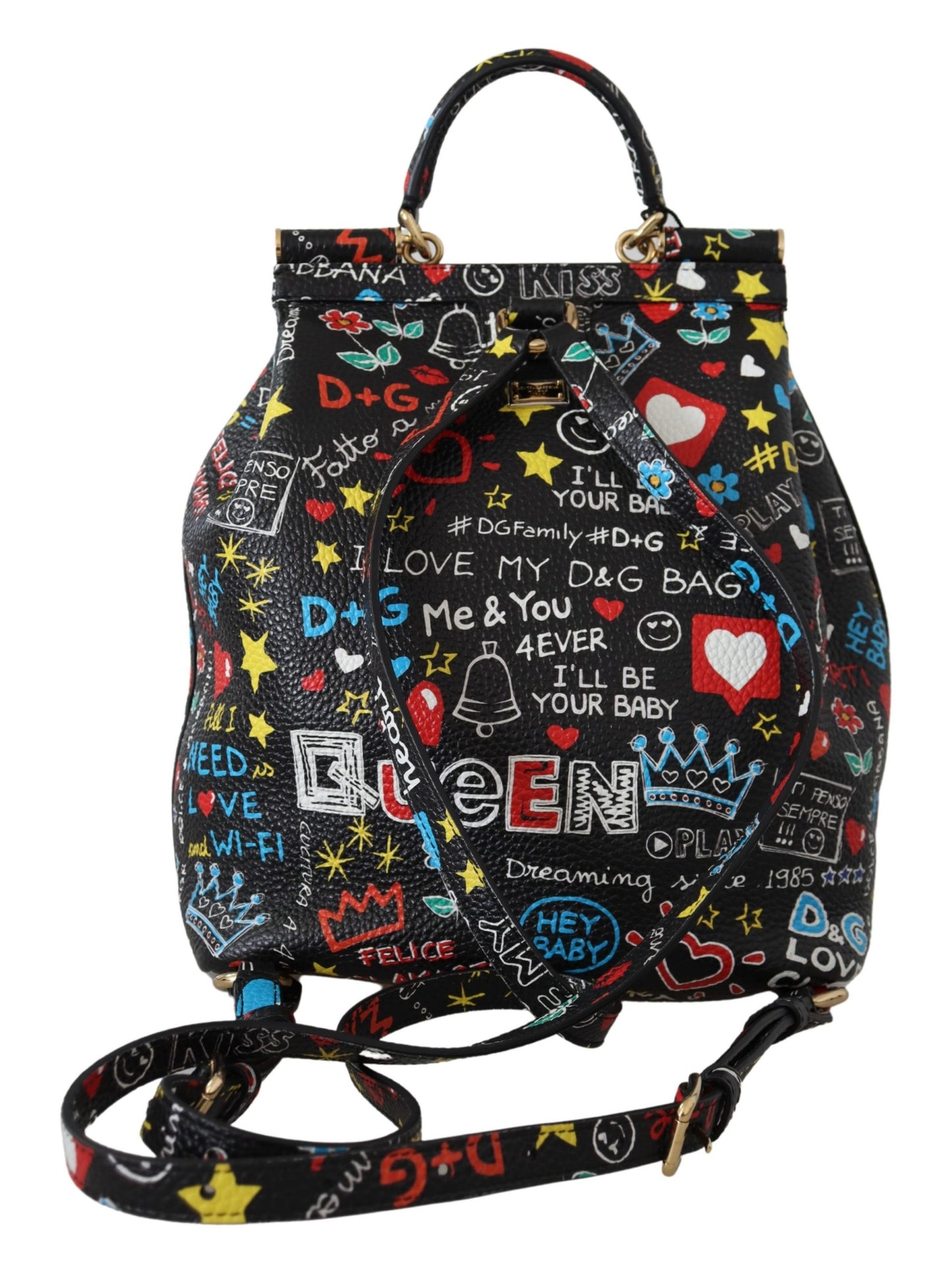 Schwarzes Leder Queen Love Rucksack Womens SICILY Portemonnaie