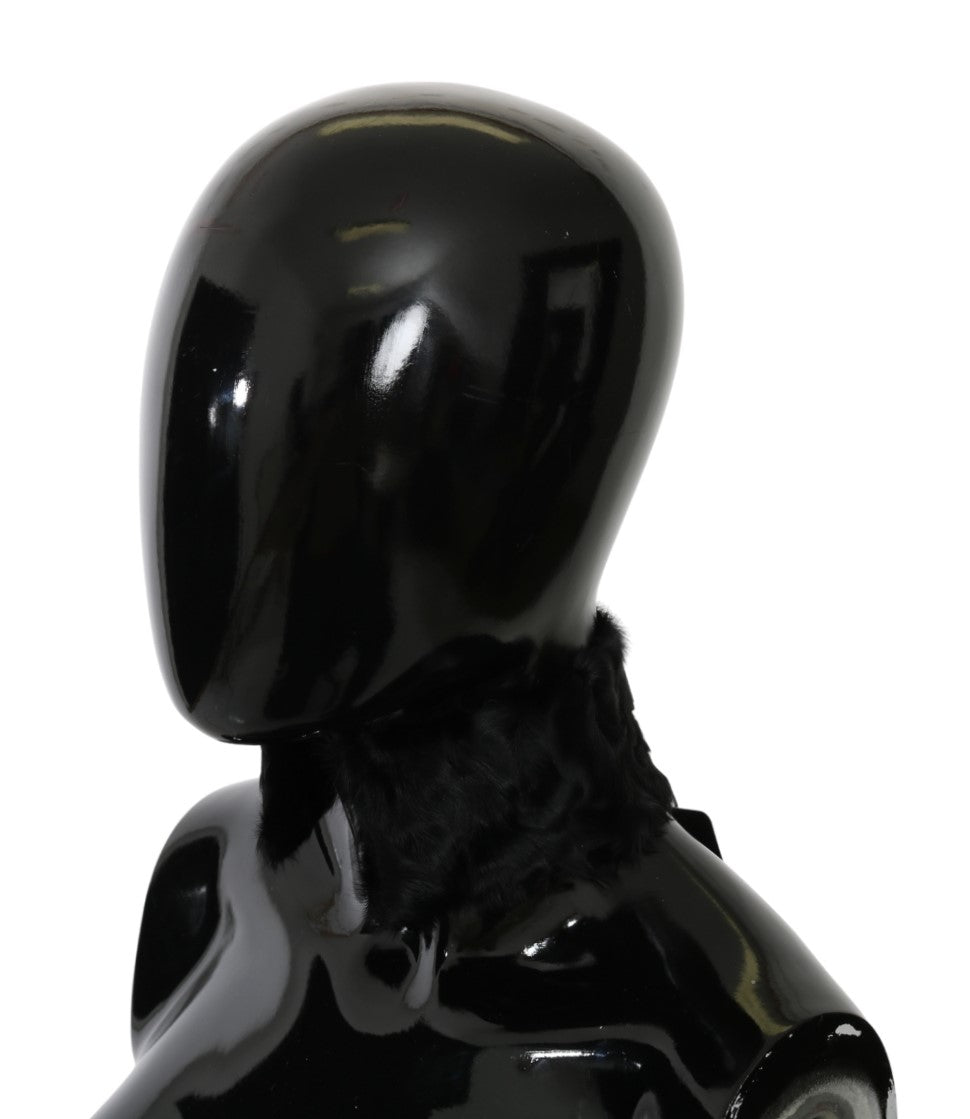 Schwarzer Pelzkragen Wickel-Lammfellschal