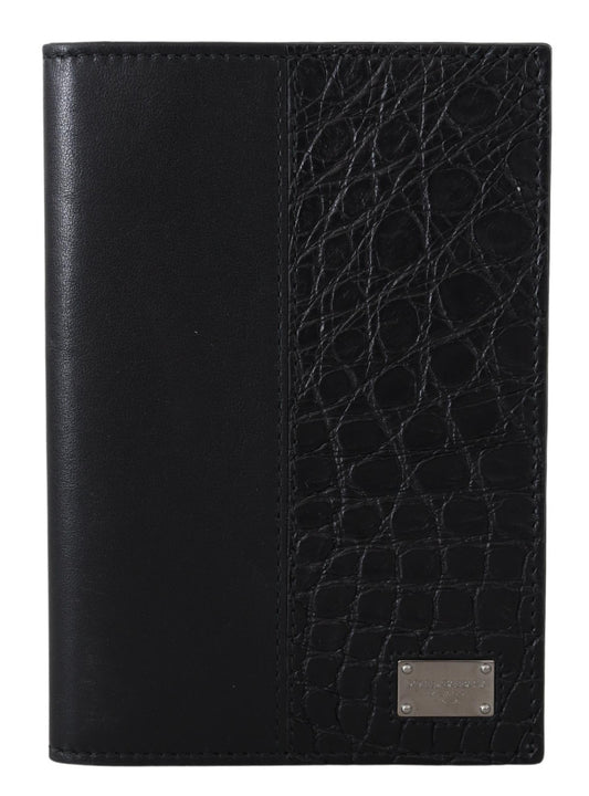 Schwarzes Bifold Passport Holder Männer Exotisches Leder Portemonnaie