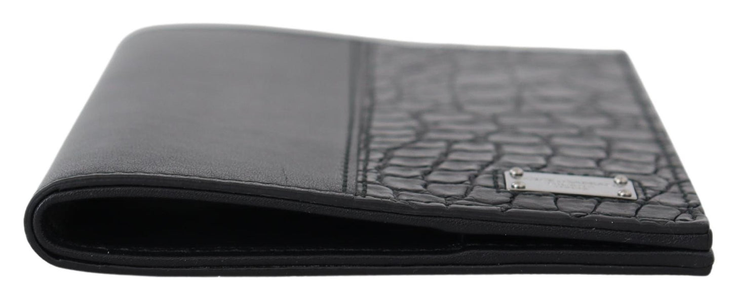 Schwarzes Bifold Passport Holder Männer Exotisches Leder Portemonnaie