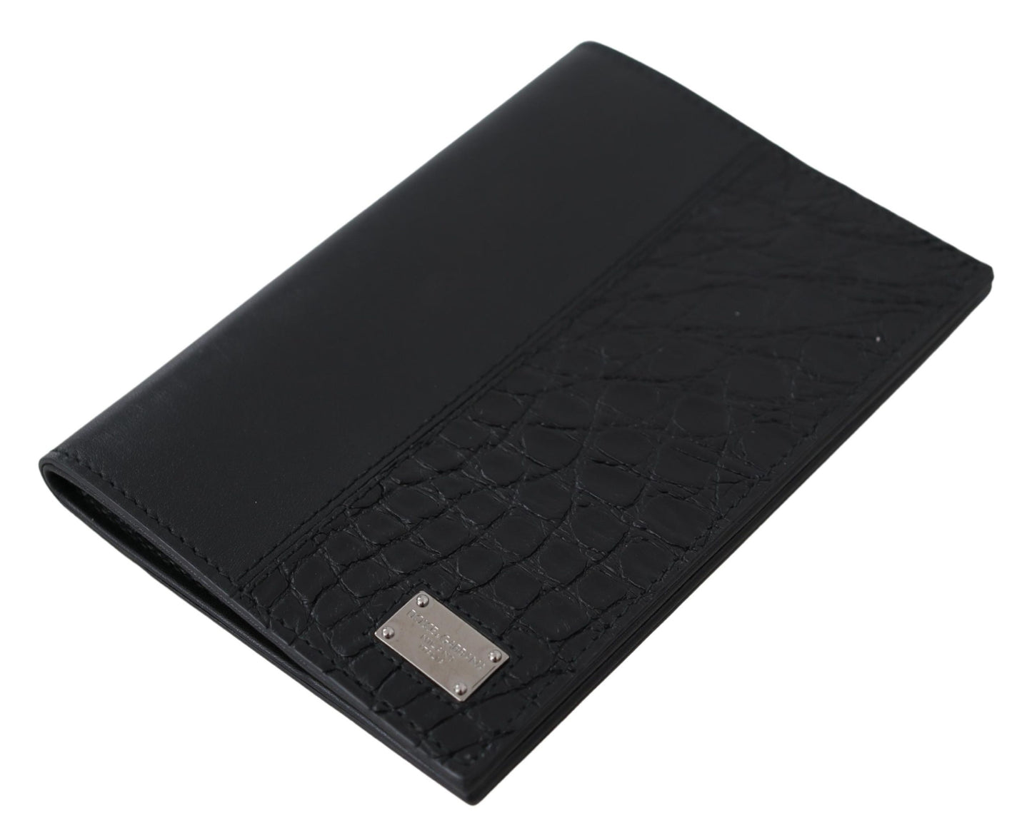 Schwarzes Bifold Passport Holder Männer Exotisches Leder Portemonnaie