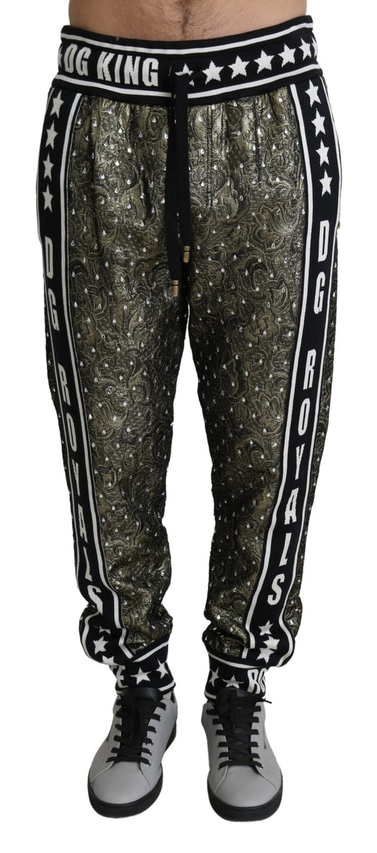 Braune Jacquard DG King Crystal Sweatpants
