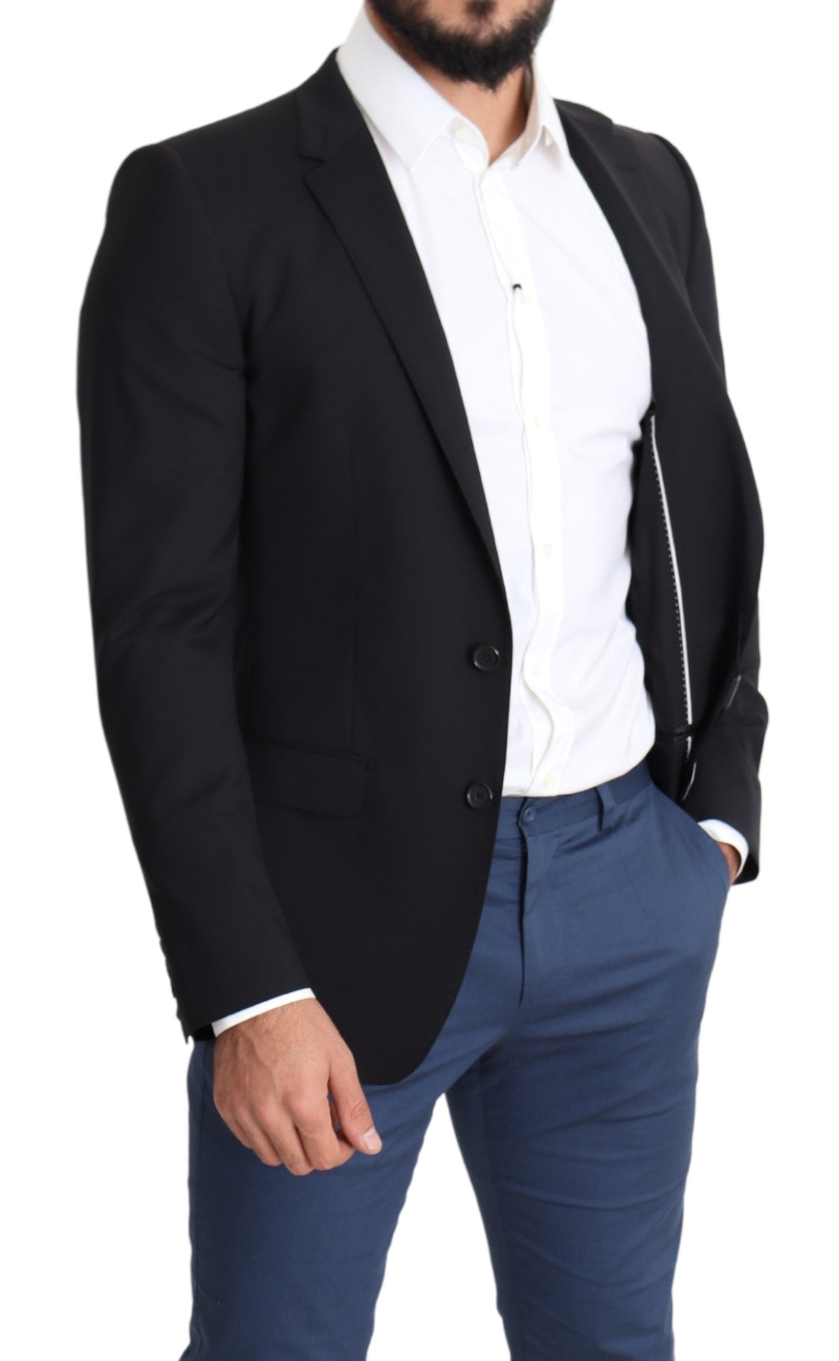 Schwarzer Woll-Stretch-Mantel MARTINI Blazer