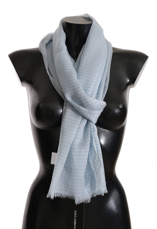 Blauer Streifendruck 100% Seide Schal Wrap 200x60cm Halstuch