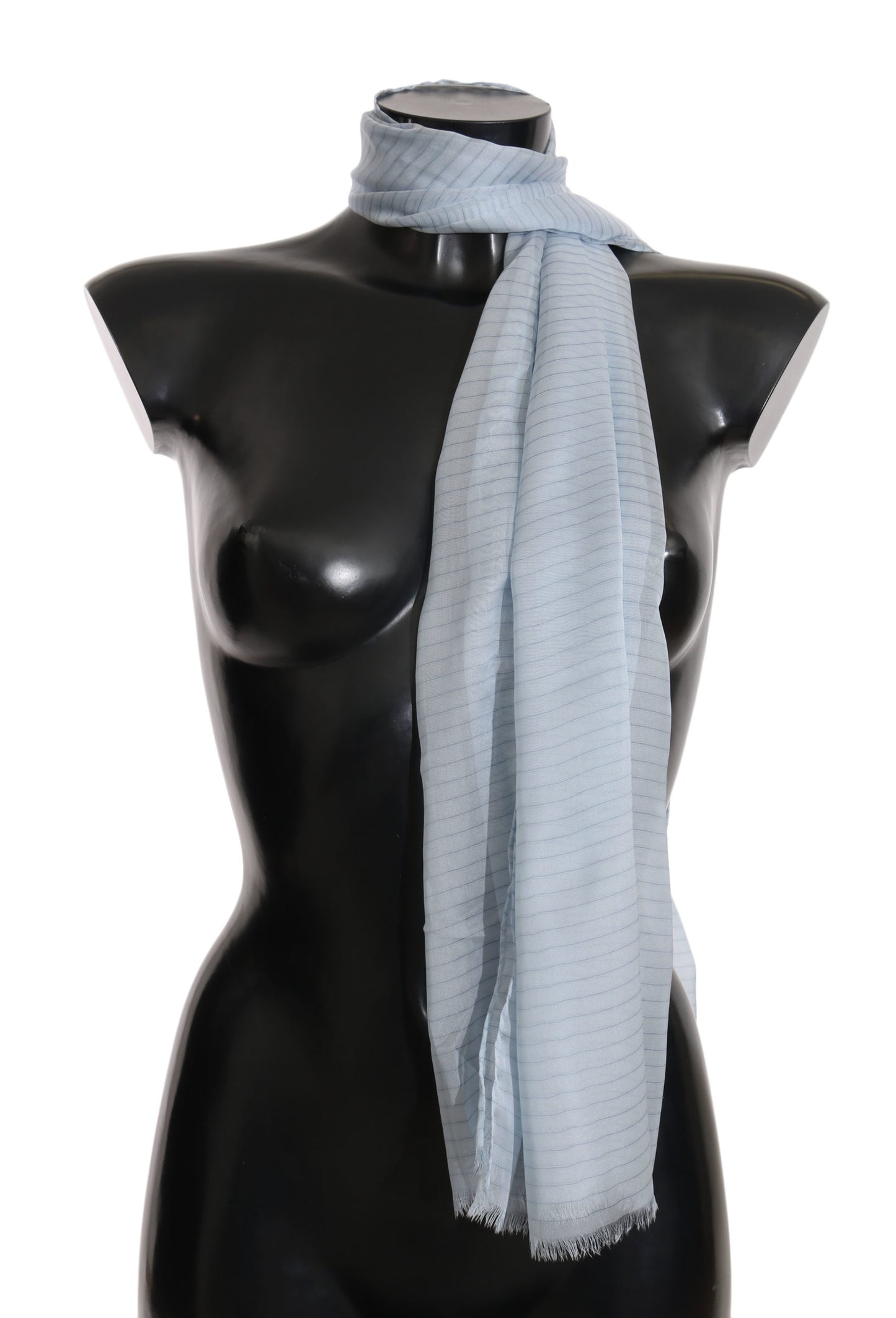 Blauer Streifendruck 100% Seide Schal Wrap 200x60cm Halstuch