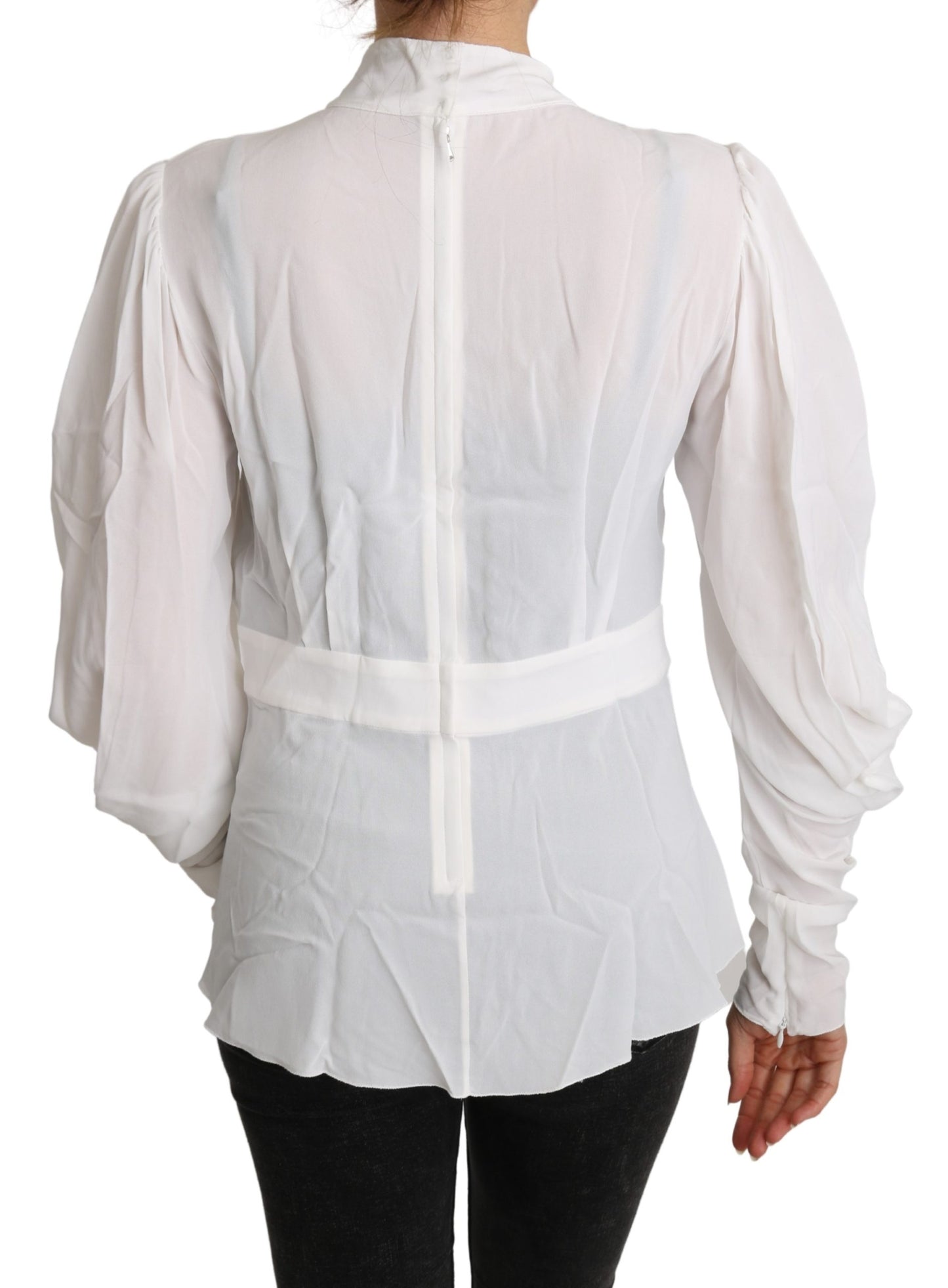 Viskose Weißer Schalausschnitt Langärmeliges Top