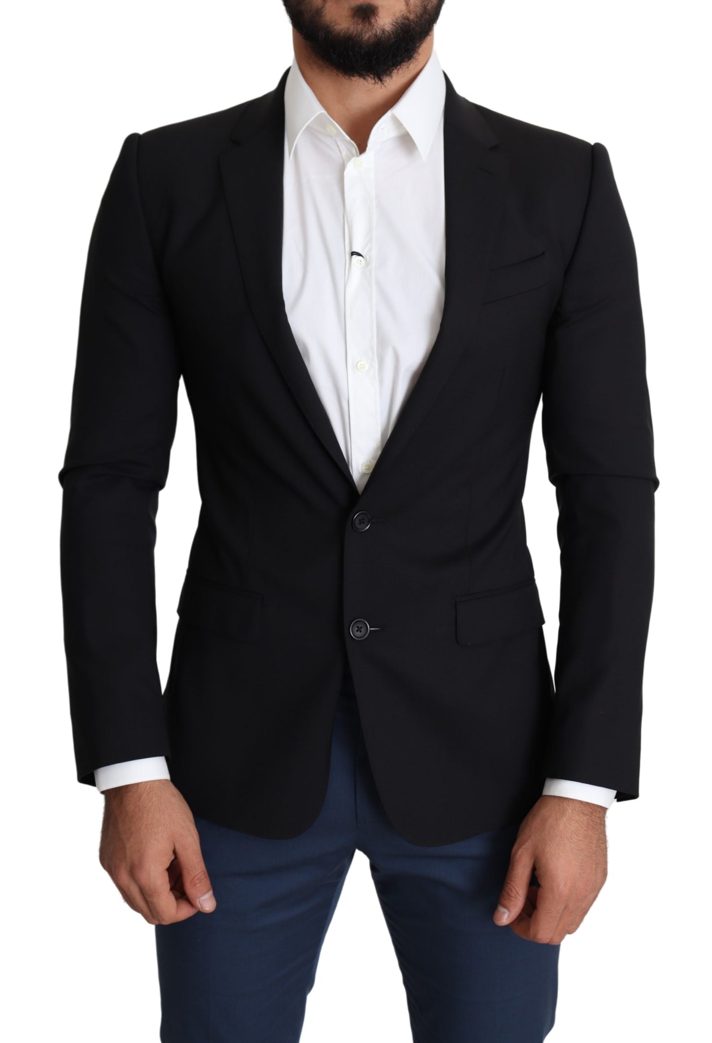 Schwarzer einreihiger Wollmantel STAFF Blazer