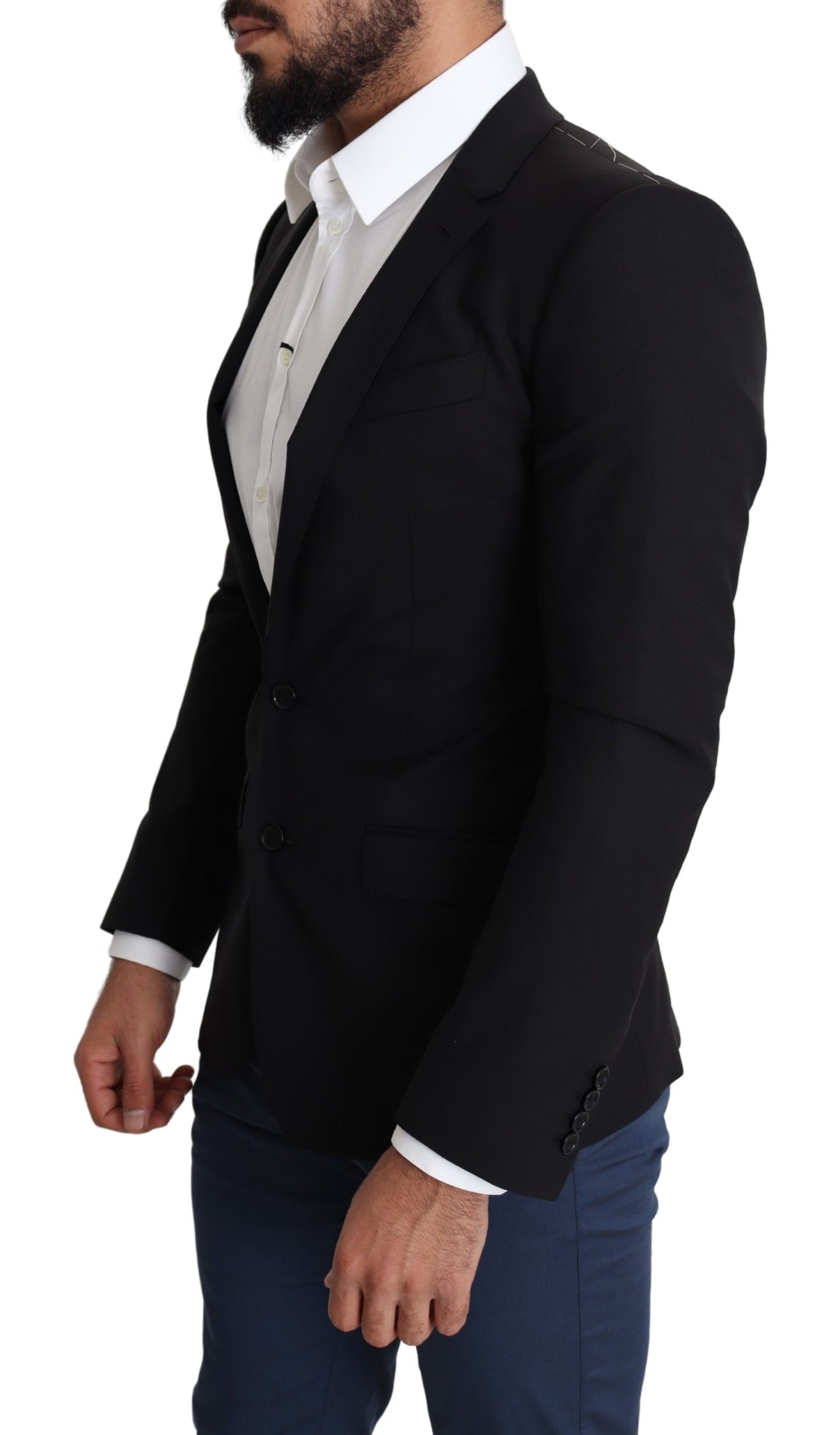Schwarzer einreihiger Wollmantel STAFF Blazer
