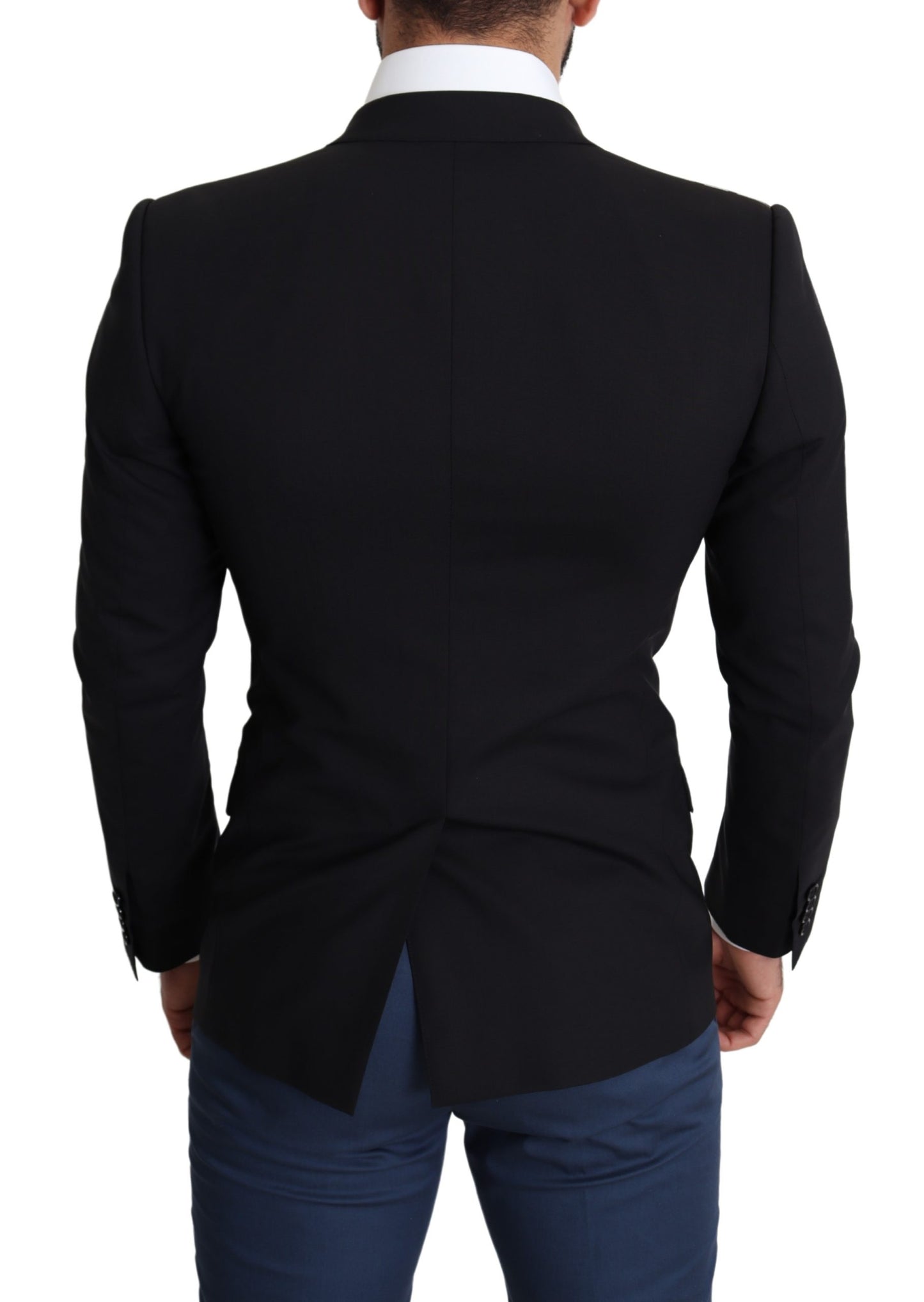 Schwarzer einreihiger Wollmantel STAFF Blazer