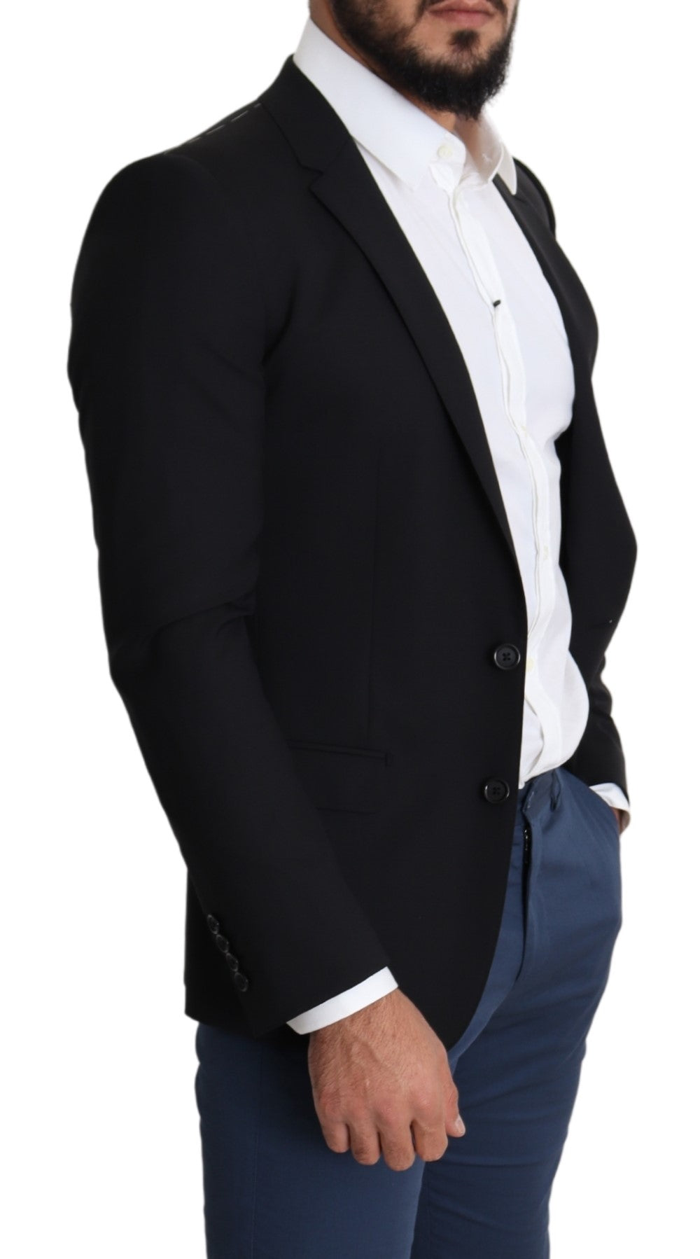 Schwarzer einreihiger Wollmantel STAFF Blazer