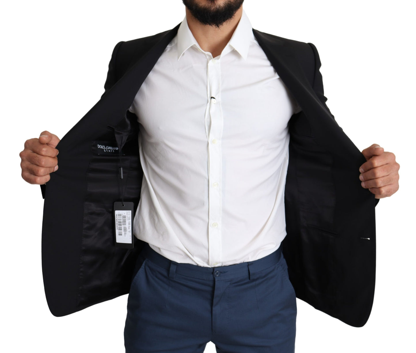 Schwarzer einreihiger Wollmantel STAFF Blazer