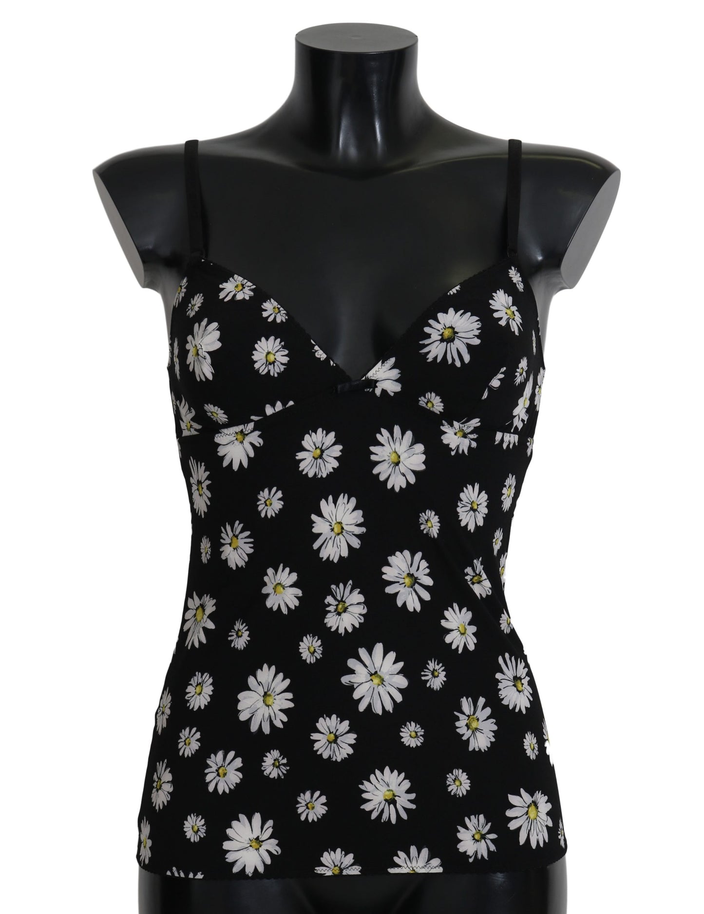 Schwarzes Daisy Print Kleid Dessous Chemisole
