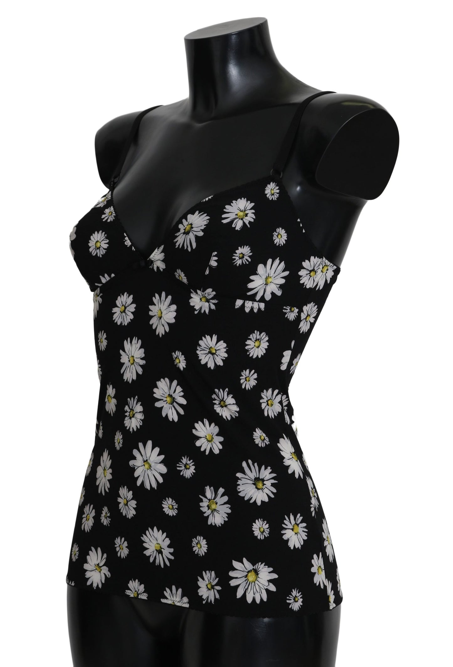 Schwarzes Daisy Print Kleid Dessous Chemisole
