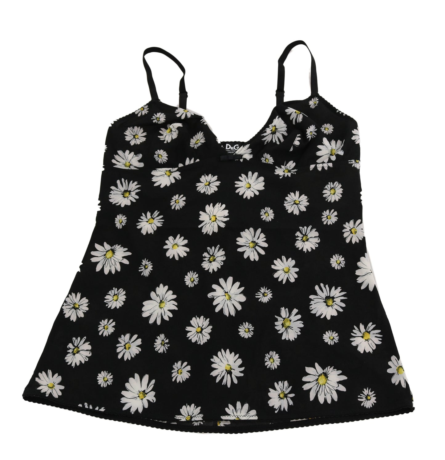 Schwarzes Daisy Print Kleid Dessous Chemisole