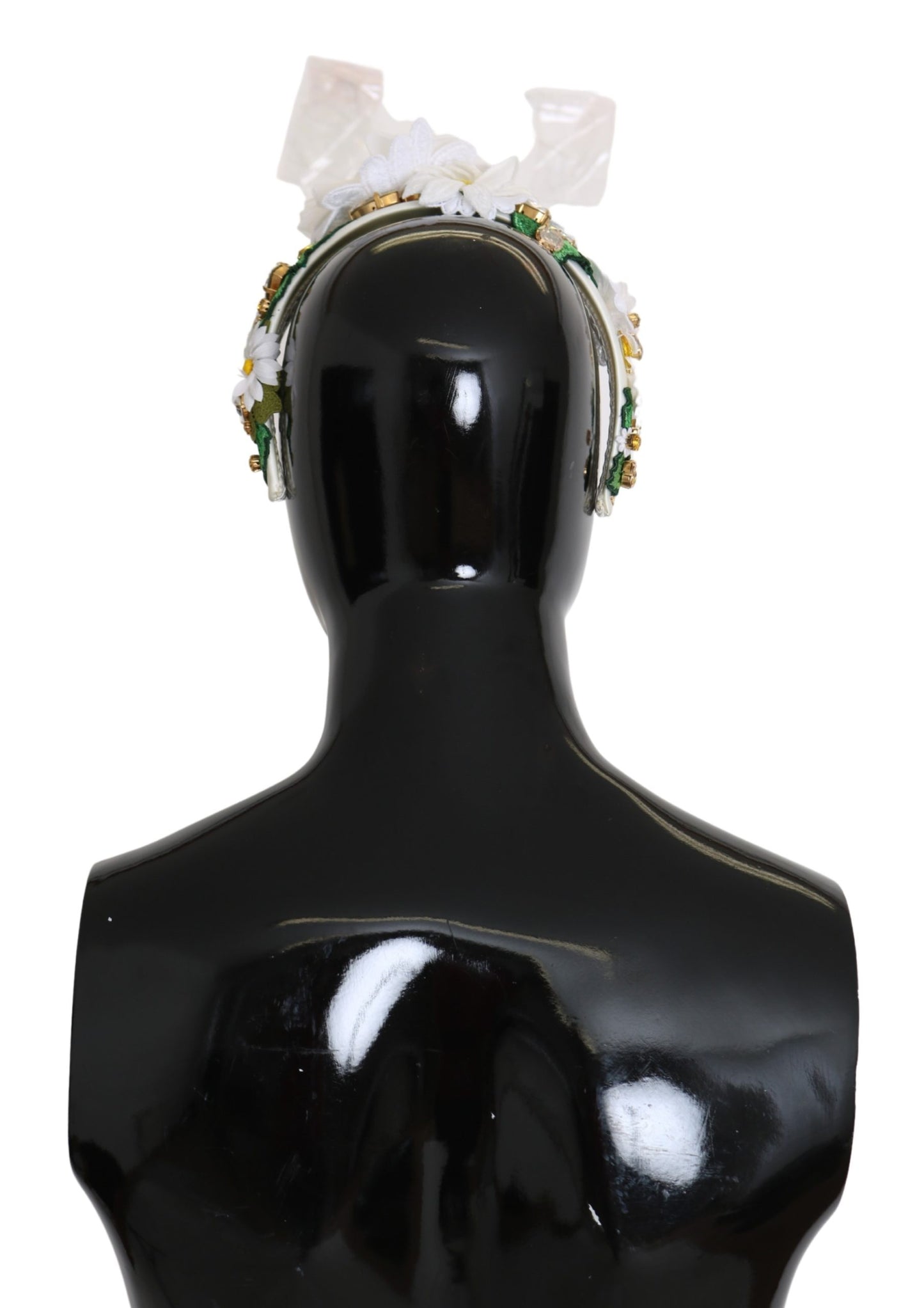 Weiß Grün Seide Floral Kristall Diadem Stirnband