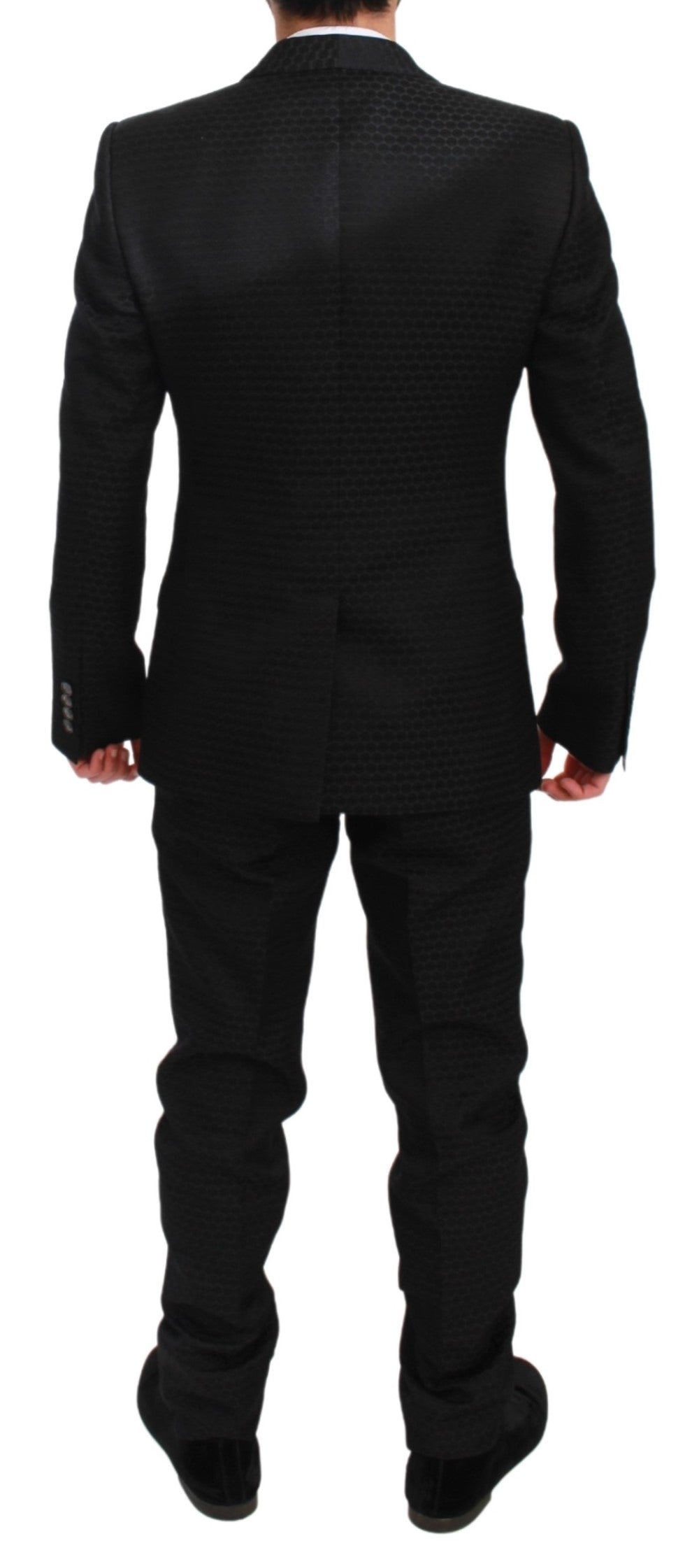 Schwarzer Slim Fit 3 Stück Wolle MARTINI Anzug