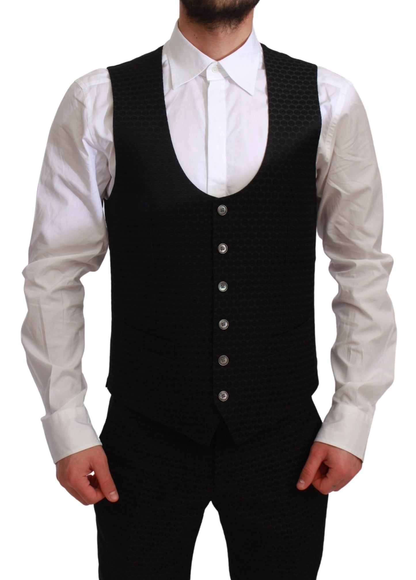 Schwarzer Slim Fit 3 Stück Wolle MARTINI Anzug